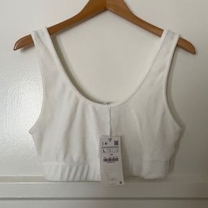 ZARA white terry crop top bra top
